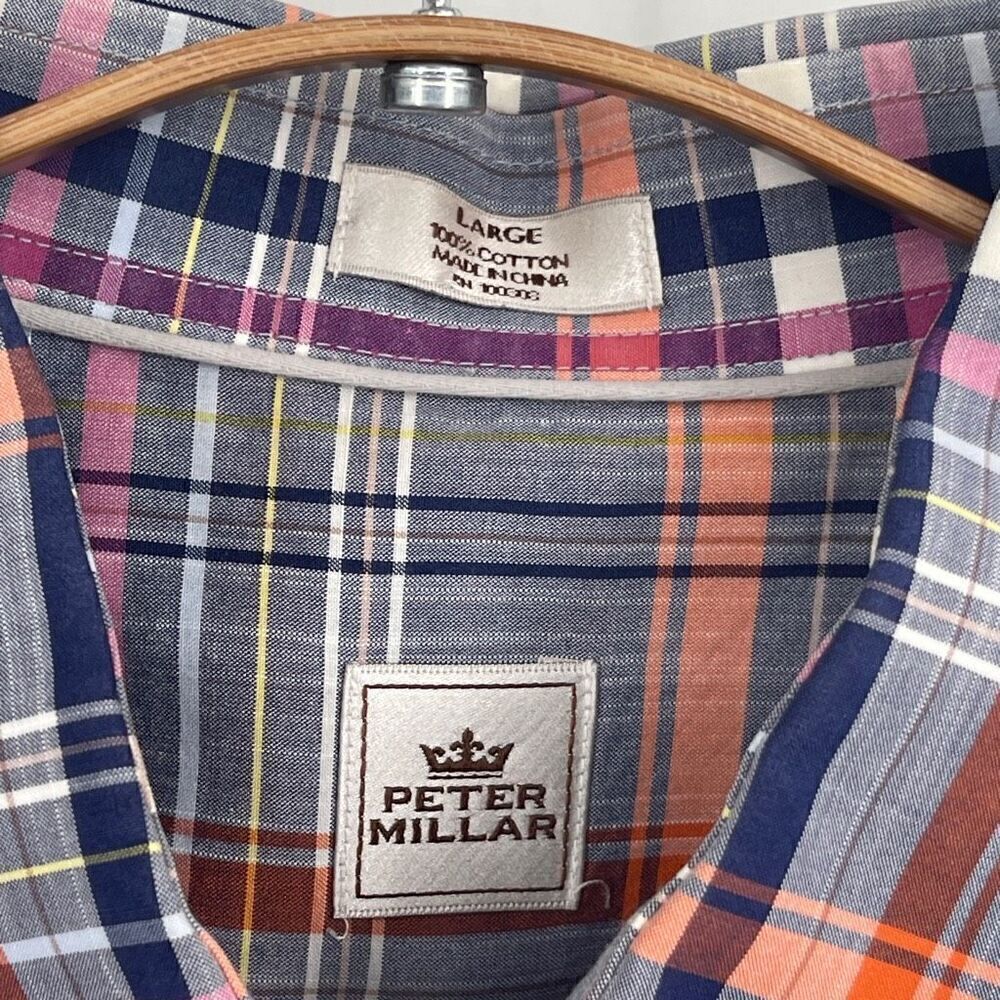 Peter Millar Multicolor Plaid Collared Long Sleeve Button-Up Shirt Large - Picture 3 of 6